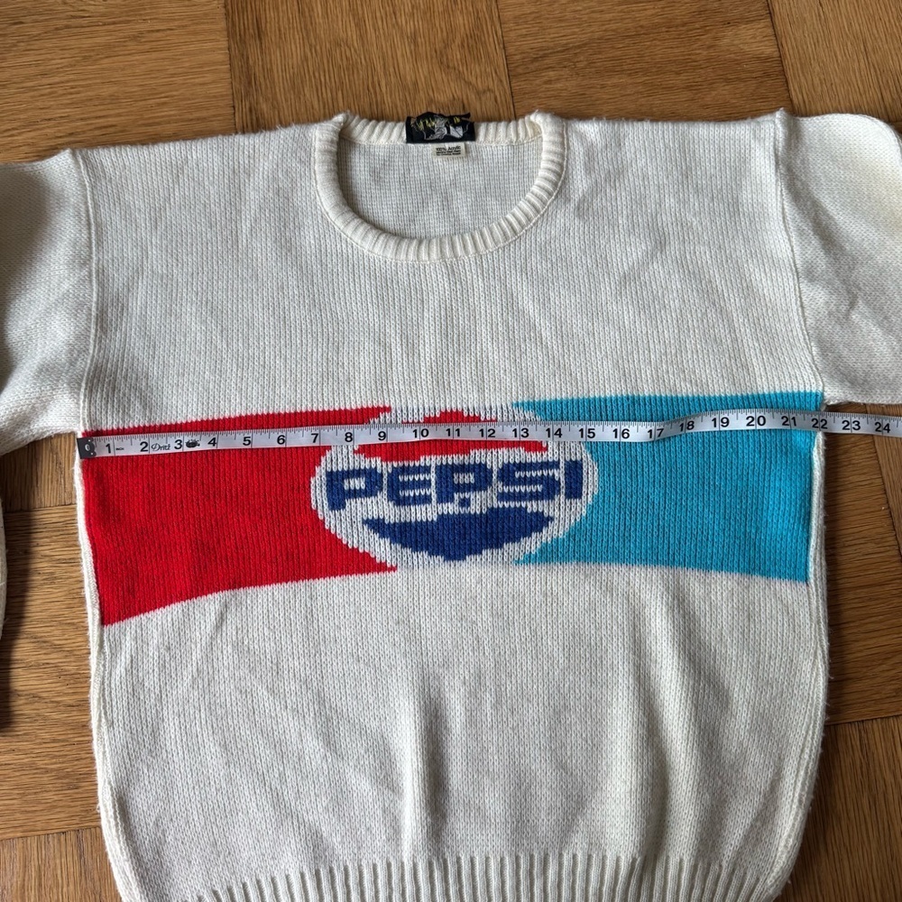 Vintage Pepsi Sweater Acrylic Knit XL Long Sleeve Logo - Picture 7 of 10